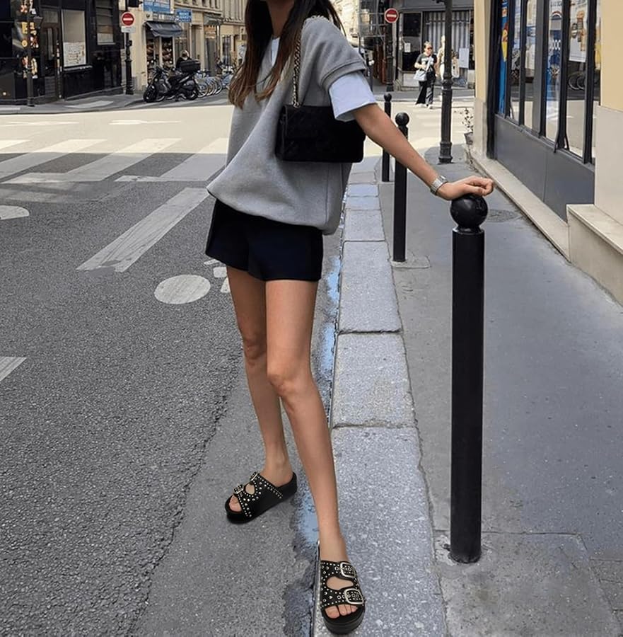 Amazon.com | WJZDSJCO Platform Sandals for Women Leather Slide